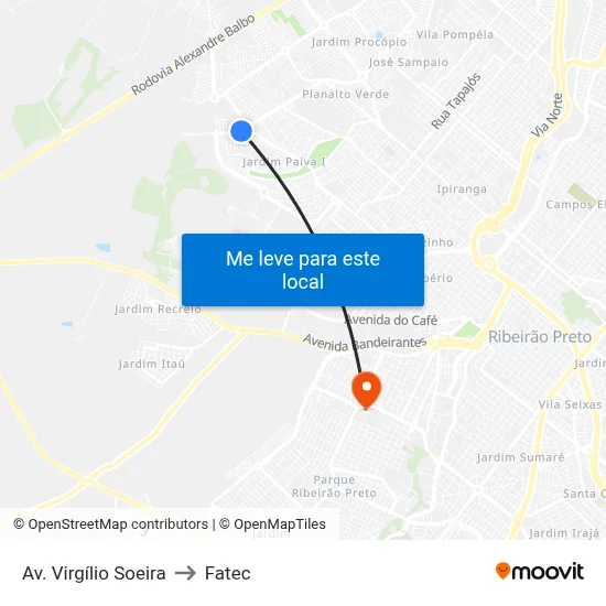 Av. Virgílio Soeira to Fatec map