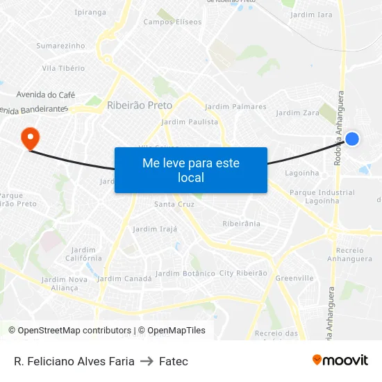 R. Feliciano Alves Faria to Fatec map
