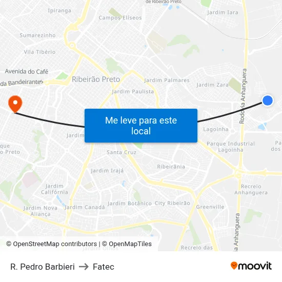R. Pedro Barbieri to Fatec map