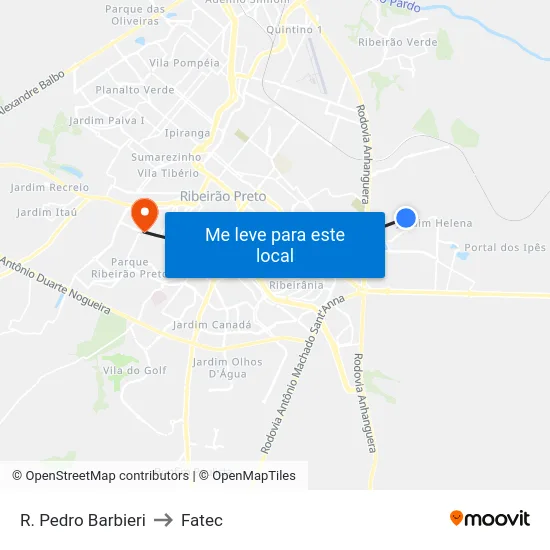 R. Pedro Barbieri to Fatec map