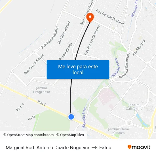 Marginal Rod. Antônio Duarte Nogueira to Fatec map