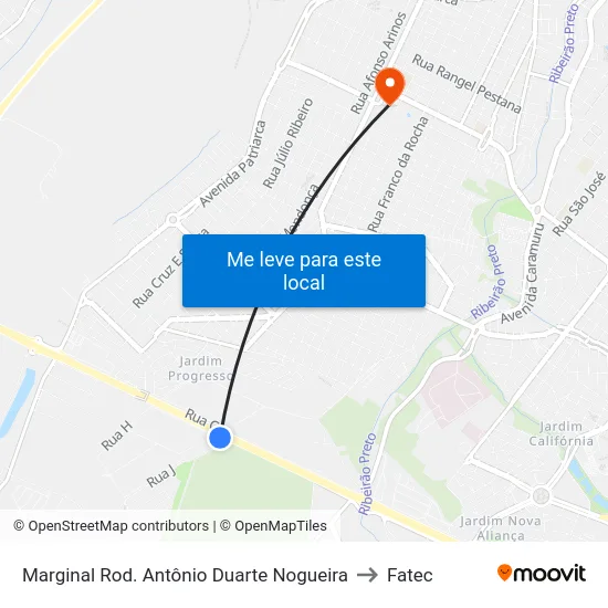 Marginal Rod. Antônio Duarte Nogueira to Fatec map