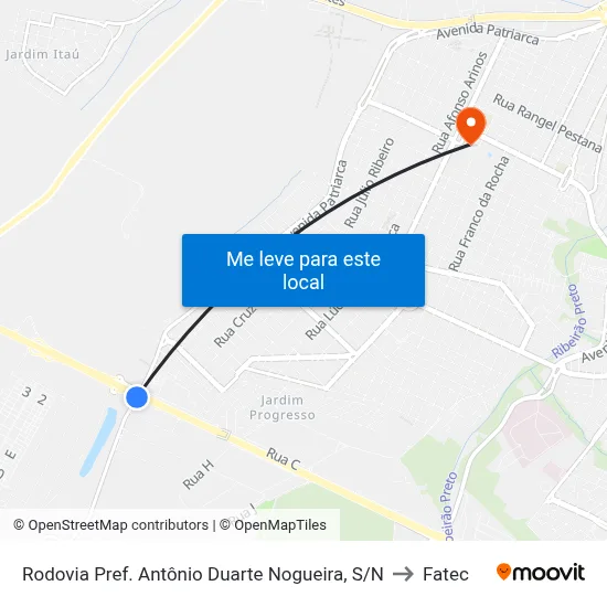 Rodovia Pref. Antônio Duarte Nogueira, S/N to Fatec map