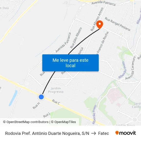 Rodovia Pref. Antônio Duarte Nogueira, S/N to Fatec map
