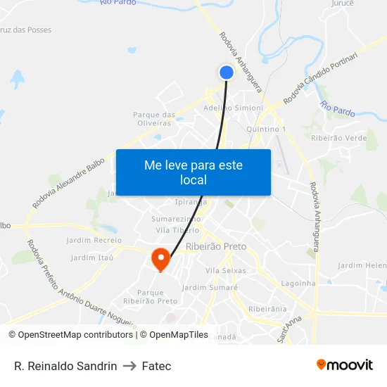 R. Reinaldo Sandrin to Fatec map