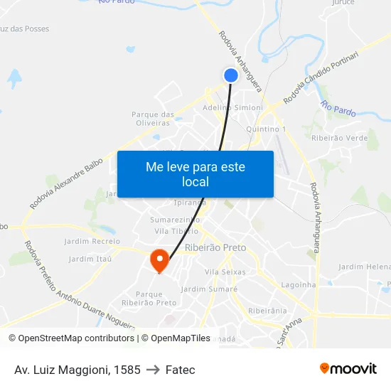 Av. Luiz Maggioni, 1585 to Fatec map