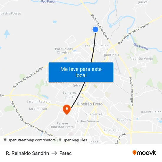 R. Reinaldo Sandrin to Fatec map