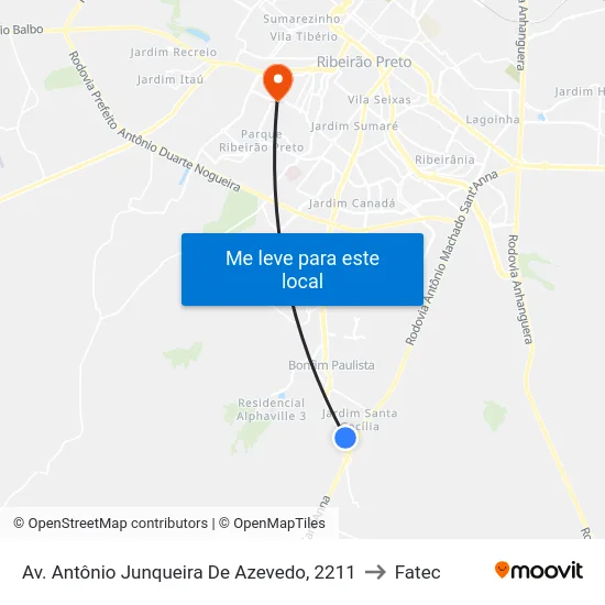 Av. Antônio Junqueira De Azevedo, 2211 to Fatec map