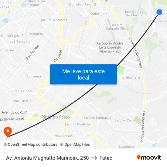 Av. Antônia Mugnatto Marincek, 250 to Fatec map