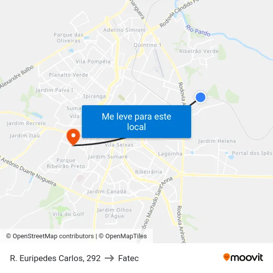 R. Euripedes Carlos, 292 to Fatec map