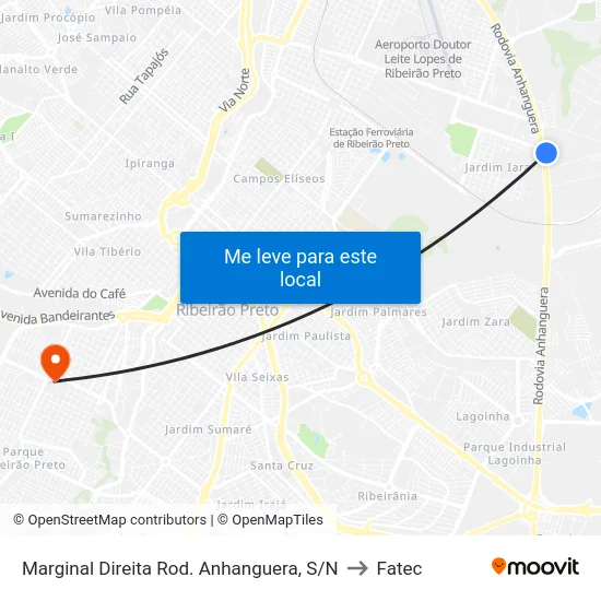 Marginal Direita Rod. Anhanguera, S/N to Fatec map