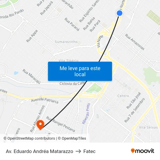 Av. Eduardo Andréa Matarazzo to Fatec map