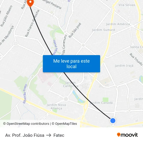 Av. Prof. João Fiúsa to Fatec map