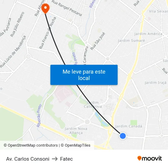 Av. Carlos Consoni to Fatec map