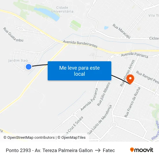Ponto 2393 - Av. Tereza Palmeira Gallon to Fatec map