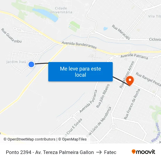 Ponto 2394 - Av. Tereza Palmeira Gallon to Fatec map