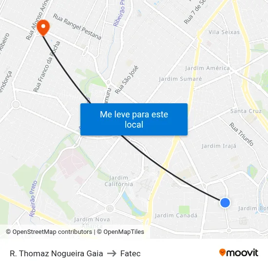 R. Thomaz Nogueira Gaia to Fatec map
