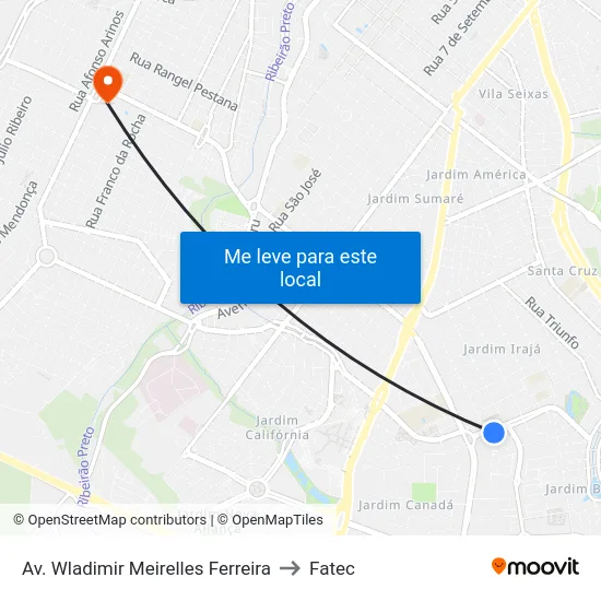 Av. Wladimir Meirelles Ferreira to Fatec map