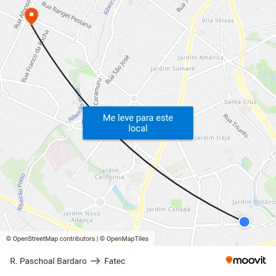 R. Paschoal Bardaro to Fatec map