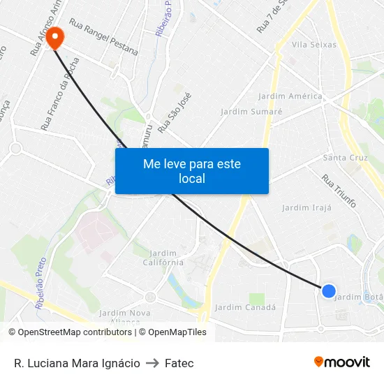 R. Luciana Mara Ignácio to Fatec map