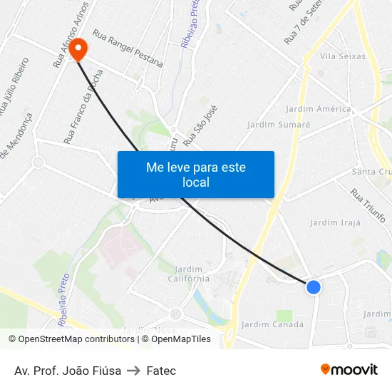 Av. Prof. João Fiúsa to Fatec map