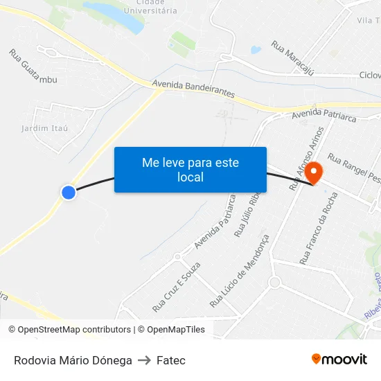 Rodovia Mário Dónega to Fatec map