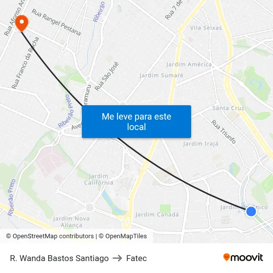 R. Wanda Bastos Santiago to Fatec map