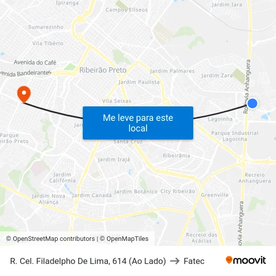R. Cel. Filadelpho De Lima, 614 (Ao Lado) to Fatec map