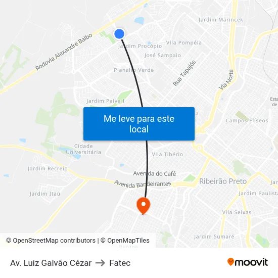 Av. Luiz Galvão Cézar to Fatec map