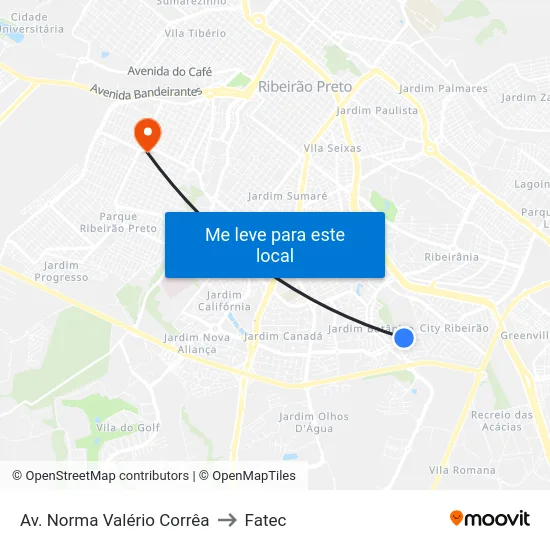 Av. Norma Valério Corrêa to Fatec map