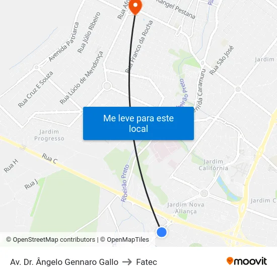 Av. Dr. Ângelo Gennaro Gallo to Fatec map