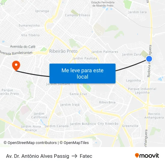 Av. Dr. Antônio Alves Passig to Fatec map
