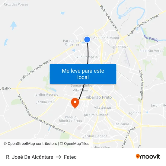 R. José De Alcântara to Fatec map