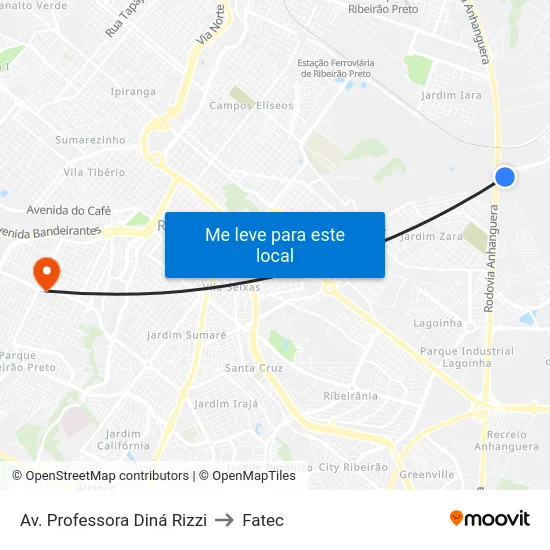 Av. Professora Diná Rizzi to Fatec map