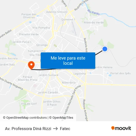 Av. Professora Diná Rizzi to Fatec map