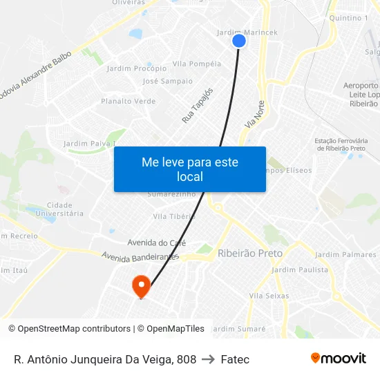 R. Antônio Junqueira Da Veiga, 808 to Fatec map