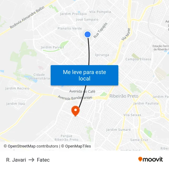R. Javari to Fatec map