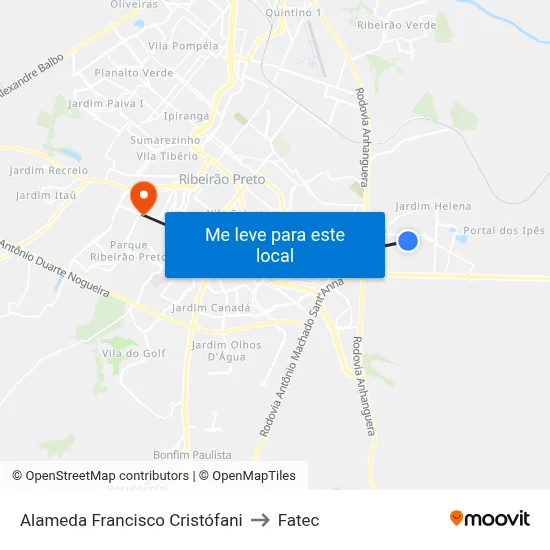 Alameda Francisco Cristófani to Fatec map