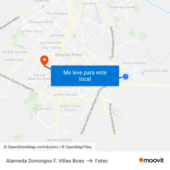 Alameda Domingos F. Villas Boas to Fatec map
