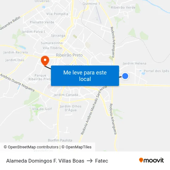 Alameda Domingos F. Villas Boas to Fatec map