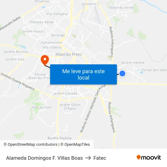 Alameda Domingos F. Villas Boas to Fatec map