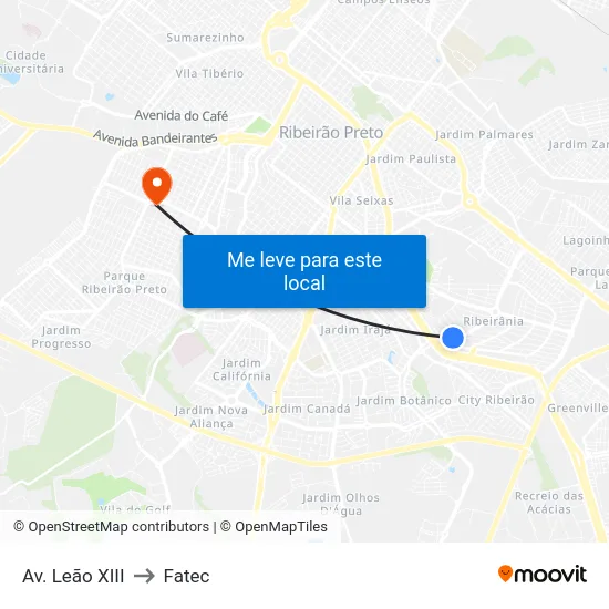 Av. Leão XIII to Fatec map