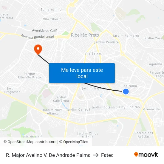 R. Major Avelino V. De Andrade Palma to Fatec map