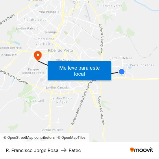 R. Francisco Jorge Rosa to Fatec map