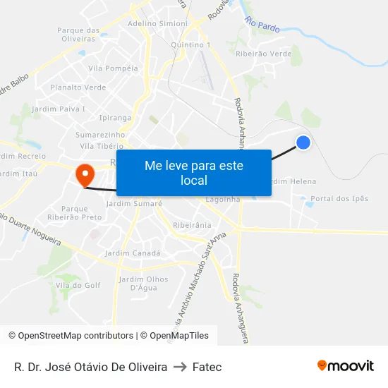 R. Dr. José Otávio De Oliveira to Fatec map