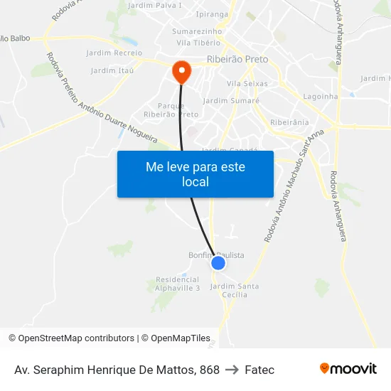 Av. Seraphim Henrique De Mattos, 868 to Fatec map