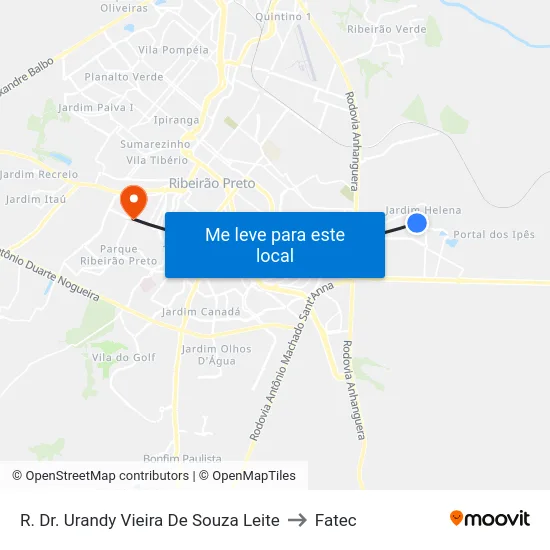 R. Dr. Urandy Vieira De Souza Leite to Fatec map