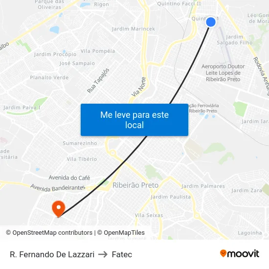 R. Fernando De Lazzari to Fatec map