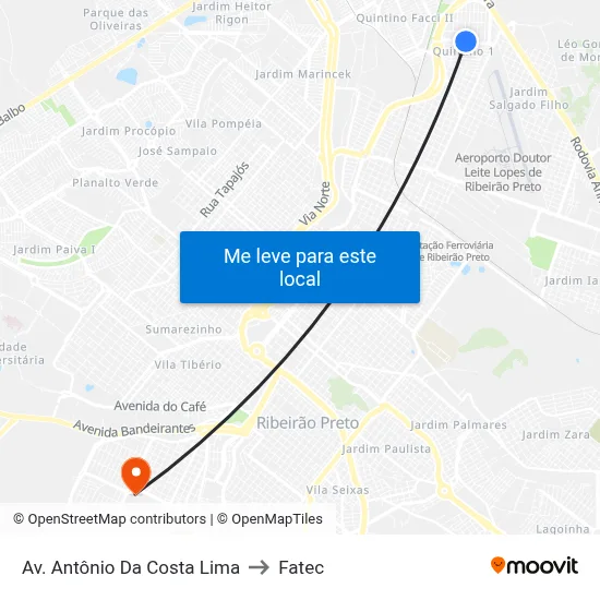 Av. Antônio Da Costa Lima to Fatec map