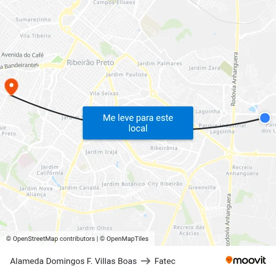 Alameda Domingos F. Villas Boas to Fatec map